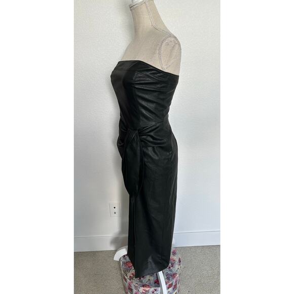 Shoshanna Faux Leather Marlow Midi Strapless Dress - 4 - Picture 3 of 9